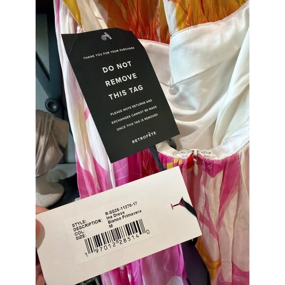 retrofete Ina Chiffon Maxi Dress Bianco Primavera Womens Size Medium - Picture 12 of 13